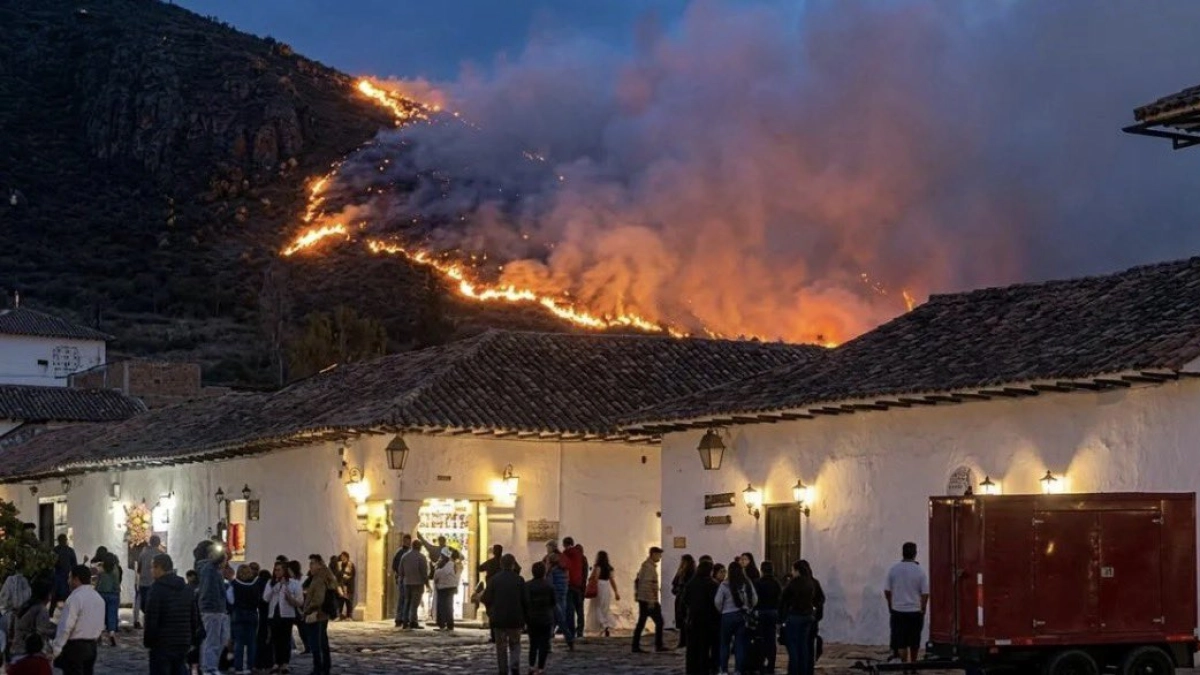 Grave incendio en el cerro de San Marcos en Villa de Leyva: declaran calamidad pública